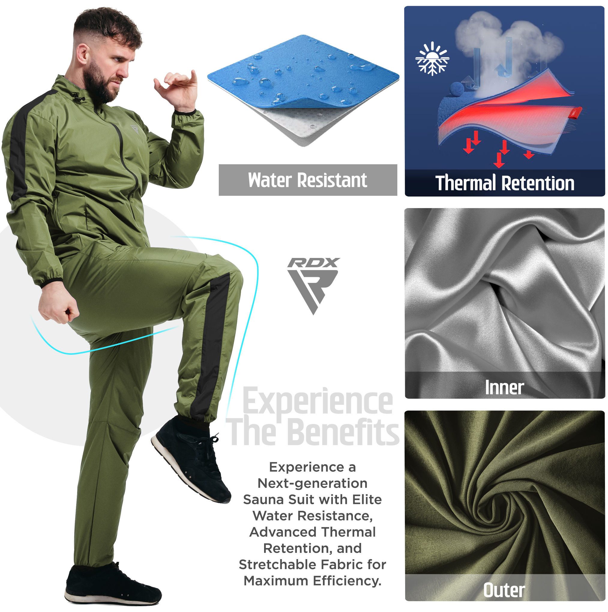 RDX Thermohemd RDX Sweat Suit for Weight Loss,Sauna suit Thermal Fitness Men Women