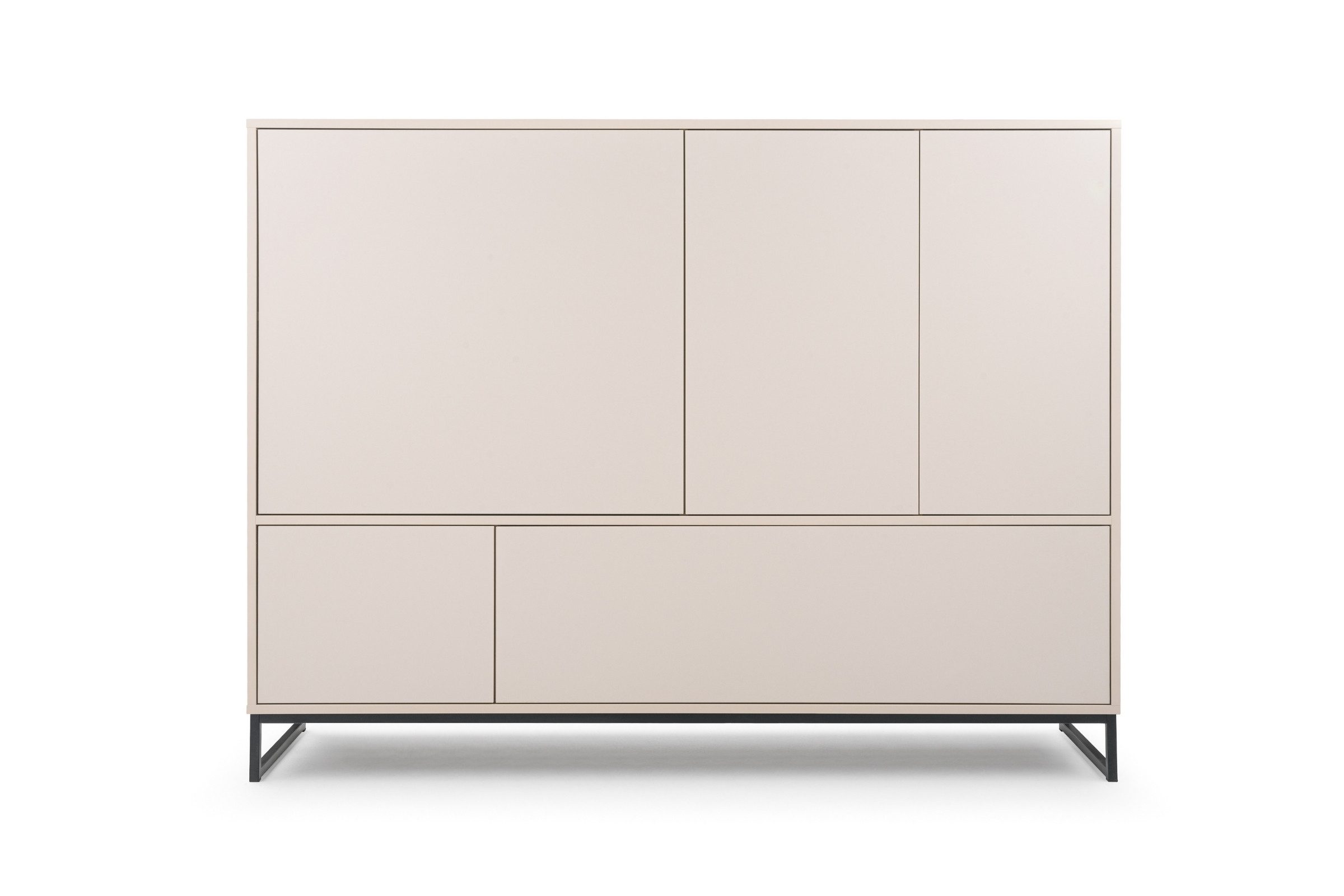 Deine Möbel 24 Kommode GENEVE Sideboard 160 cm breit GENEVE-Kollektion (Soft Close, 1 St., Sandbeige Beige Dunklegrün), ideal für Schlafzimmer Flur Wohnzimmer