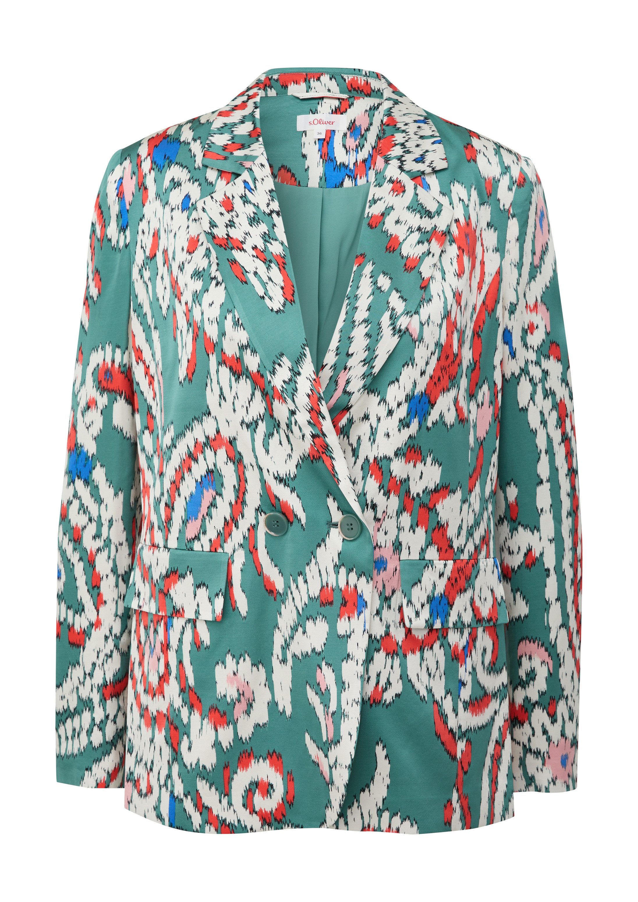 s.Oliver Jackenblazer Indoor-Blazer Satin-Blazer mit All-over-Muster