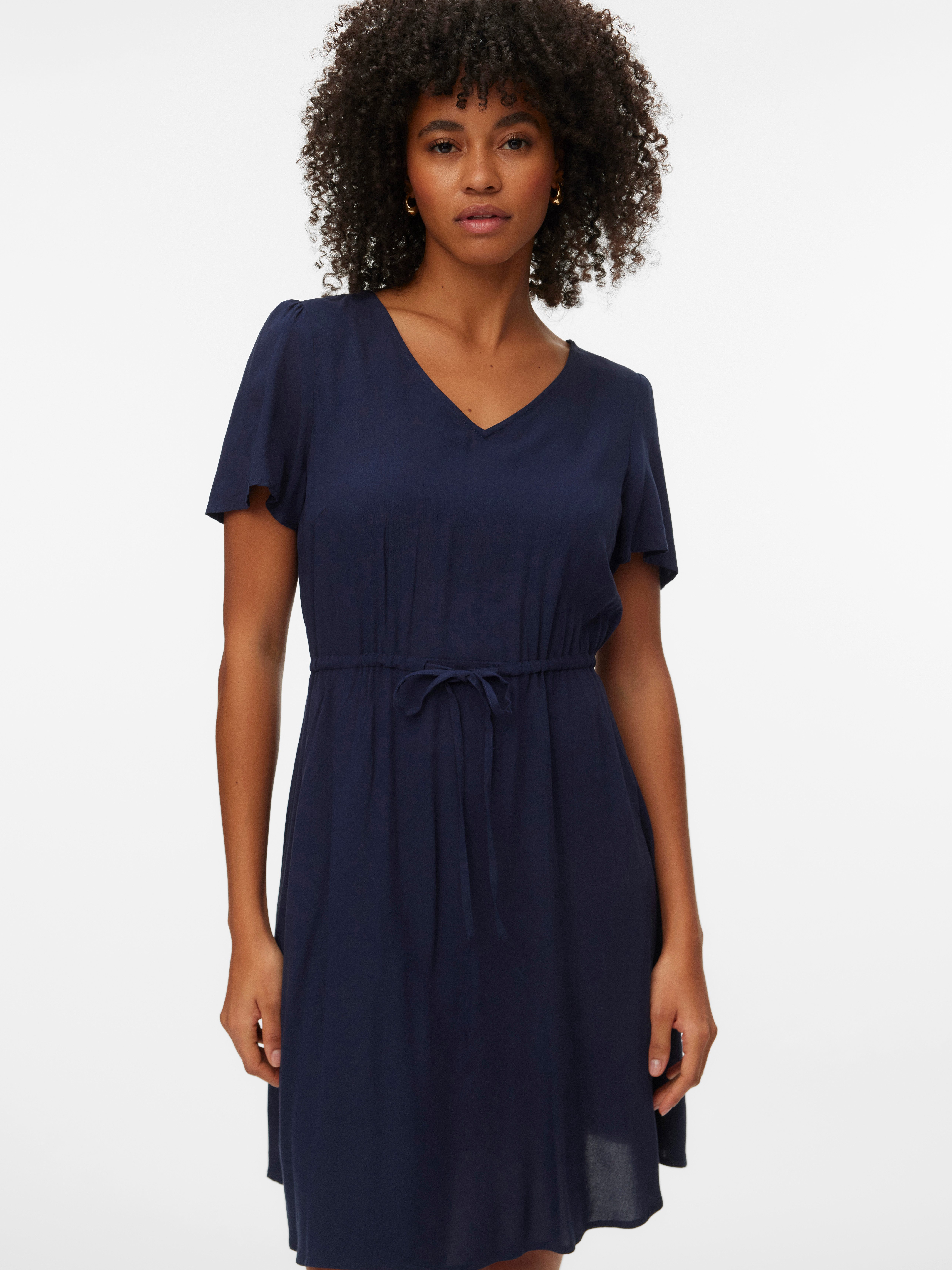 Vero Moda Minikleid VMEASY JOY SS SHORT DRESS WVN GA Viskose, regular fit