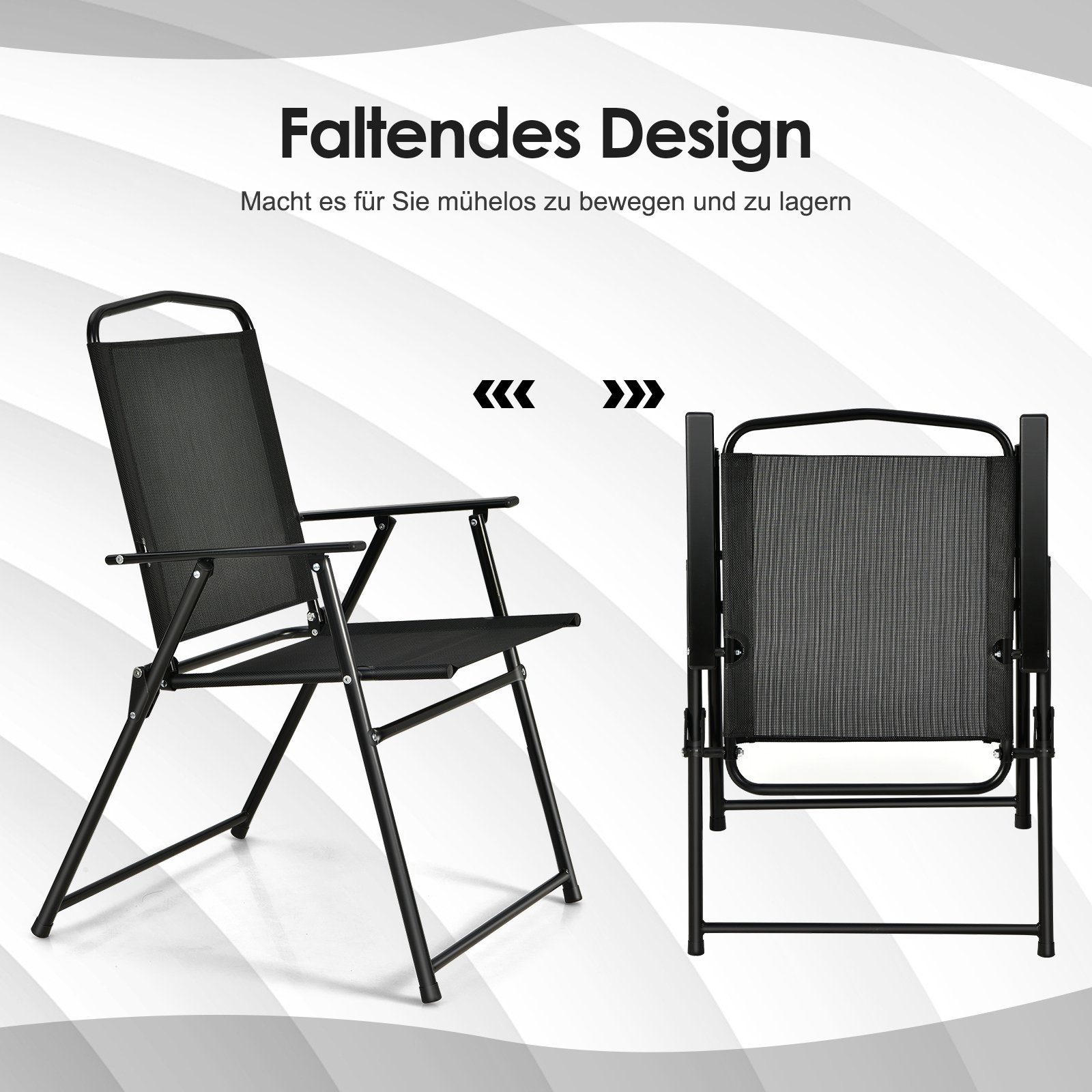 COSTWAY Balkonset 6 TLG. Garten Essgruppe, mit Sonnenschirm & 4 Klappstühlen