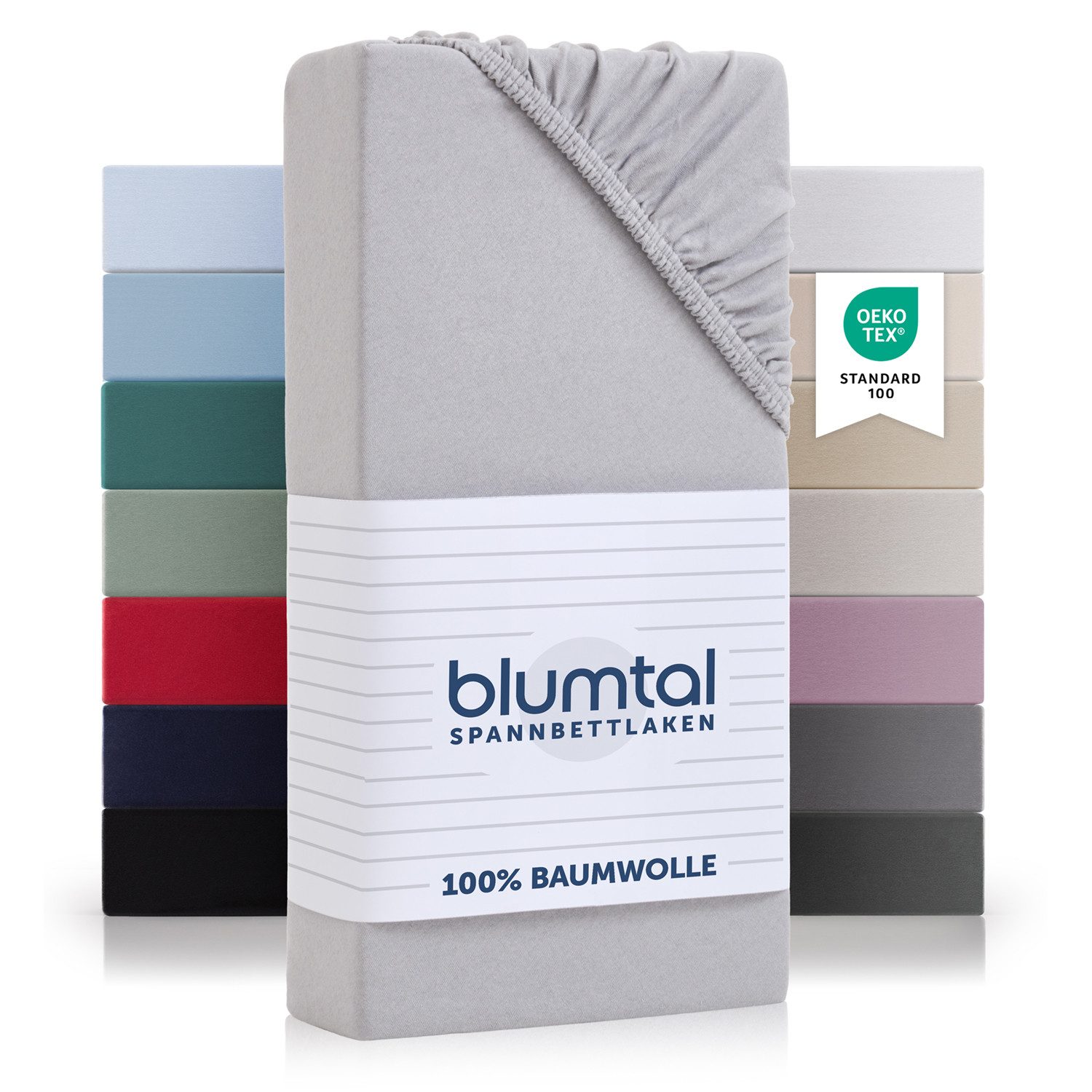 Blumtal Spannbettlaken Blumtal Basics 100% Baumwolle, Baumwolle, Gummizug: Rundum, (1 Stück), Jersey Bettlaken - atmungsaktiv, strapazierfähig und faltenfrei