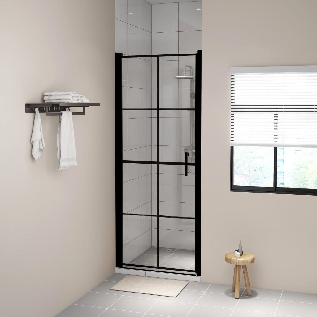 vidaXL Duschwand 81 x 195 cm Duschtür Hartglas 81x195 cm Schwarz