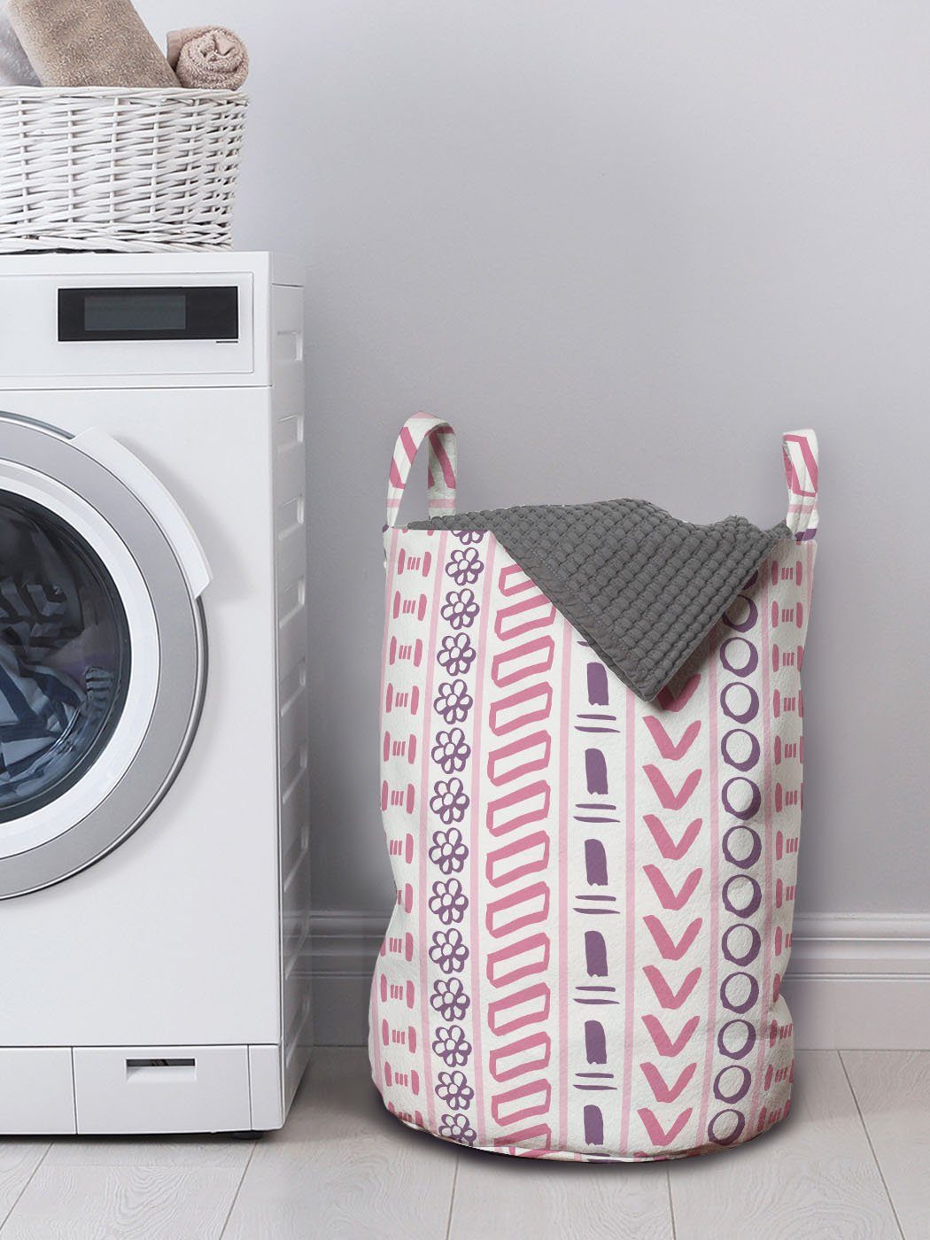 Abakuhaus Wäschesäckchen trippy Wäschekorb für Waschsalons, mit Griffen Kordelzugverschluss Blumen-Kreise
