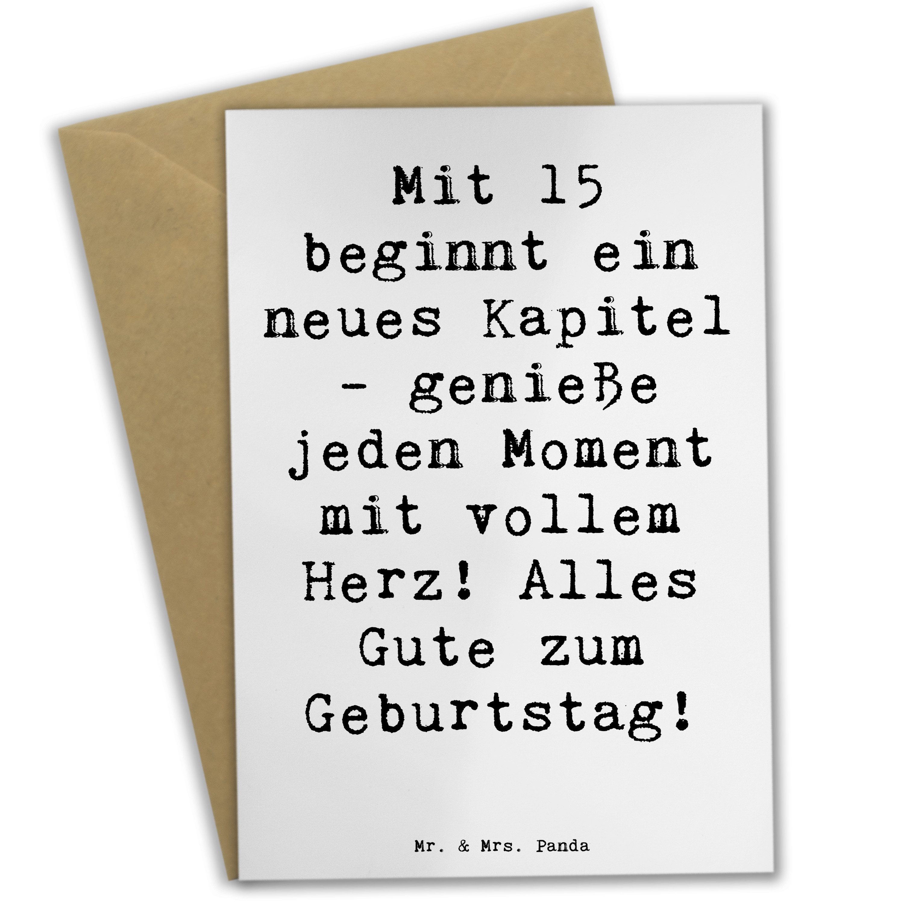 Grußkarte Spruch 15. Geburtstag - Weiß - Geschenk, Alles Gute zum Geburtstag, G