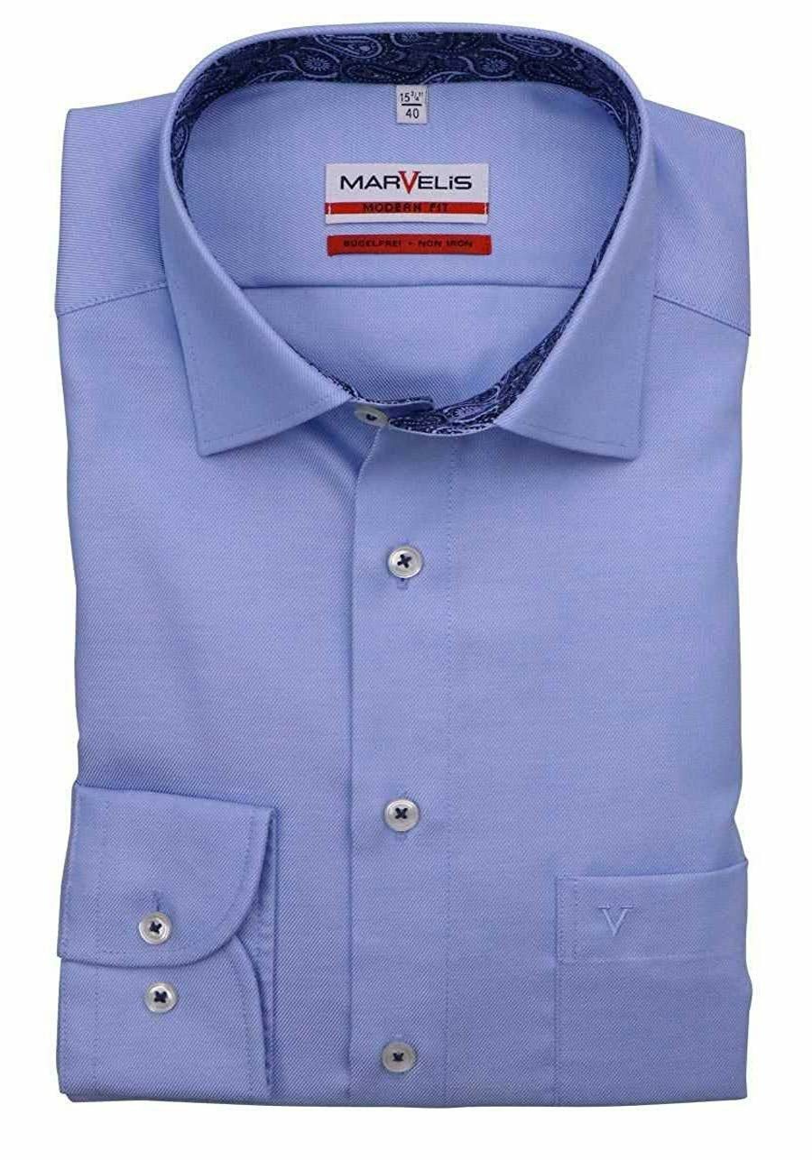 MARVELIS Langarmhemd Langarm Business Hemd für Herren (1-tlg)