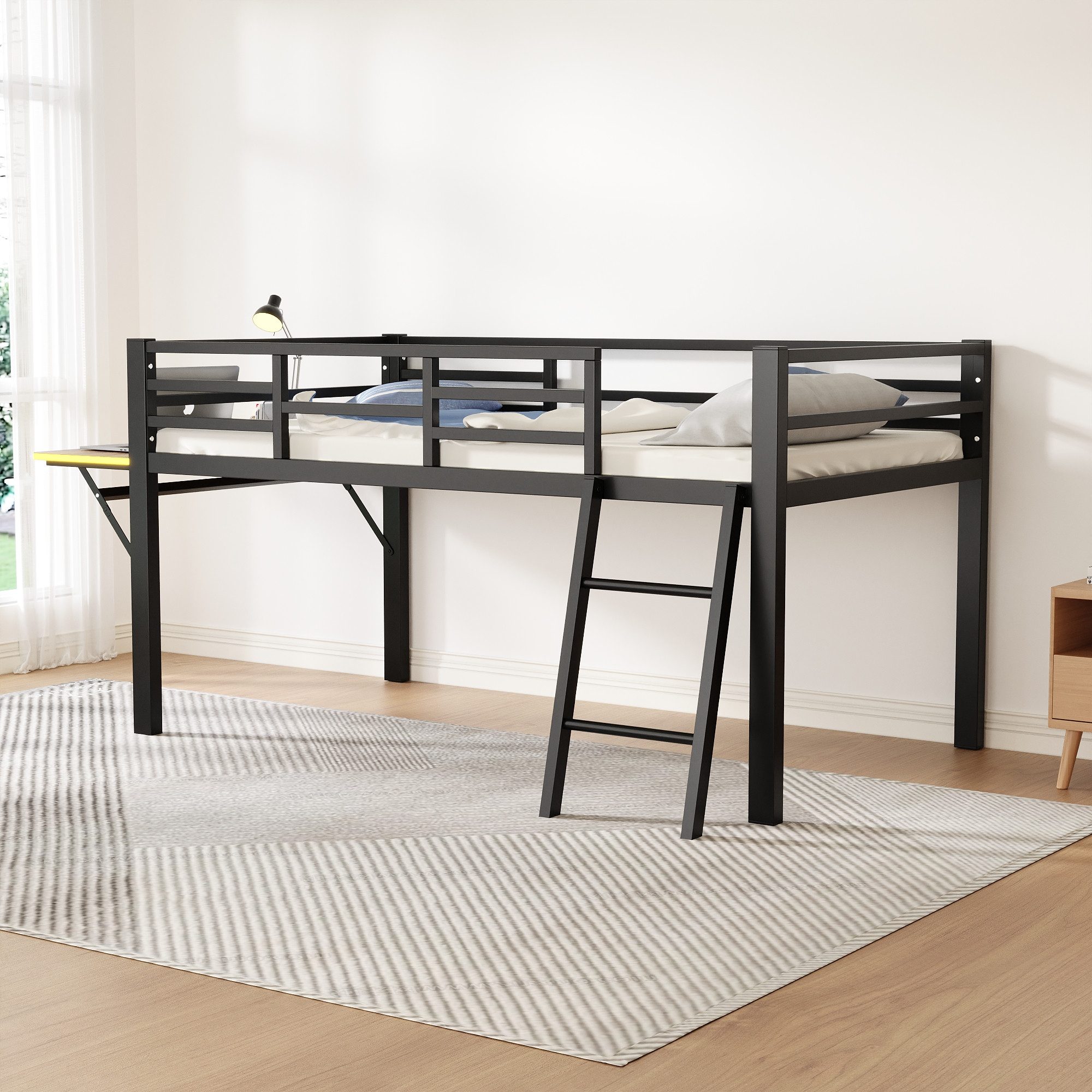 Flieks Hochbett Metallbett Kinderbett 90x200cm mit günstig online kaufen
