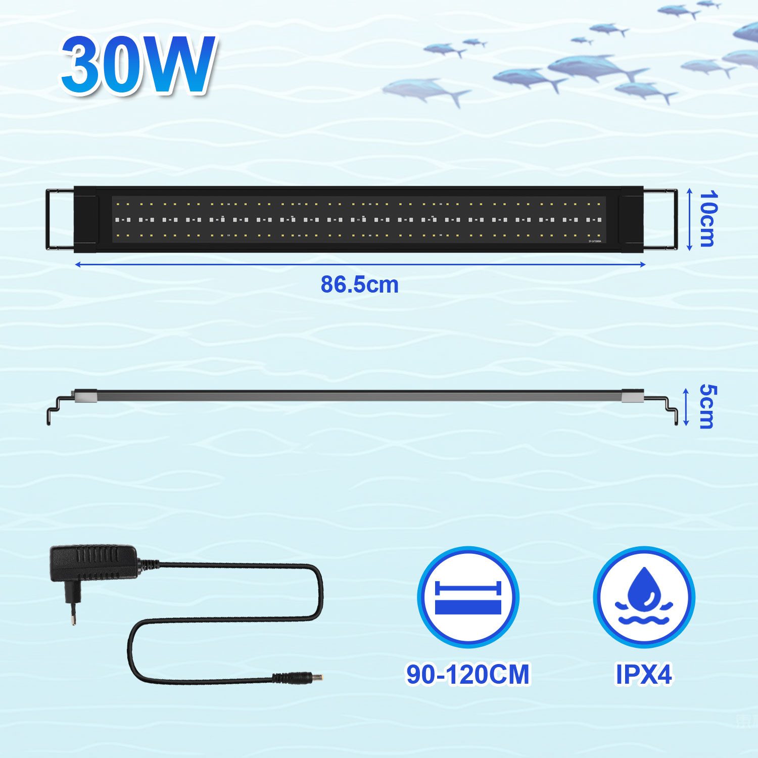 Clanmacy LED Aquariumleuchte LED Aquarium RGB Aquariumleuchte Beleuchtung aquarium licht 18-45W, RGB86.5 FITS 90-120CM TANk