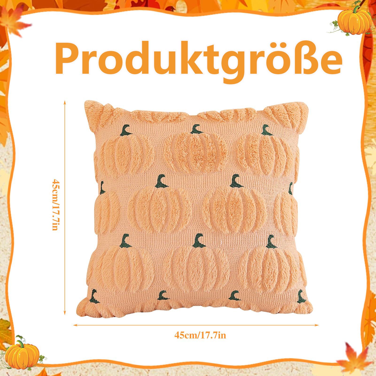 CLTYQ Kissenbezug Herbst Kürbis Kissenbezüge 45x 45 cm, (1 Stück), bestickte dekorative quadratische Kissenbezüge, Kunstfell Kissenbezüge