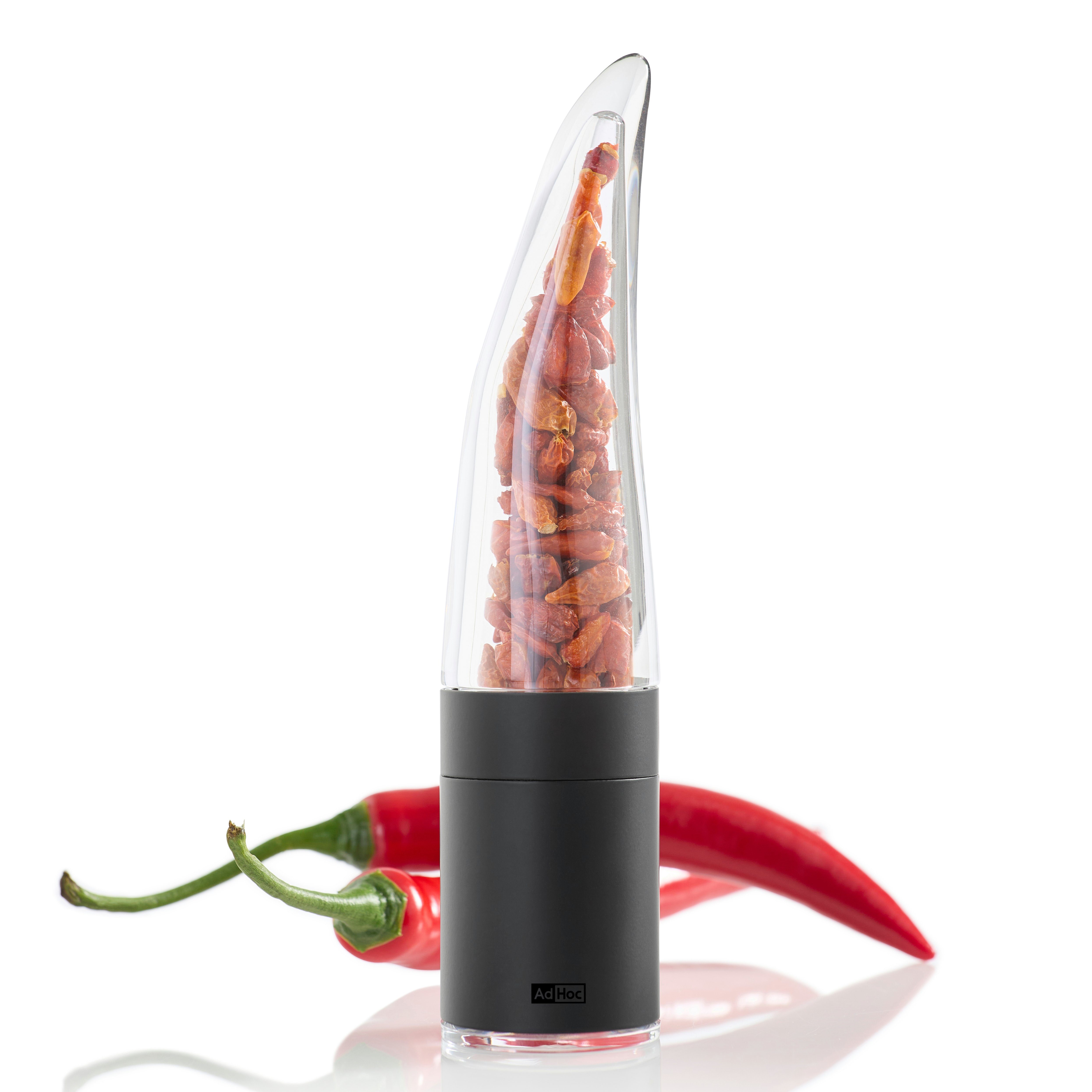 AdHoc Chilimühle exklusives Geschenkset Chilischneider Pepe, mit original SchneidWerk und Zugabe von edlen Chilischoten