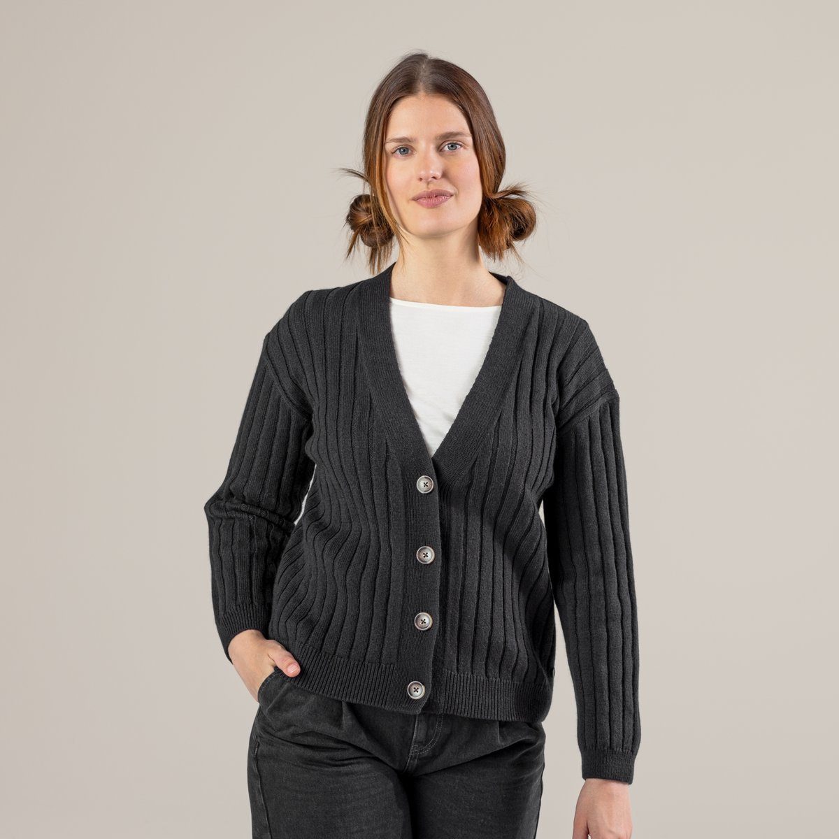LIVING CRAFTS Strickjacke PIRALA GOTS zertifiziert