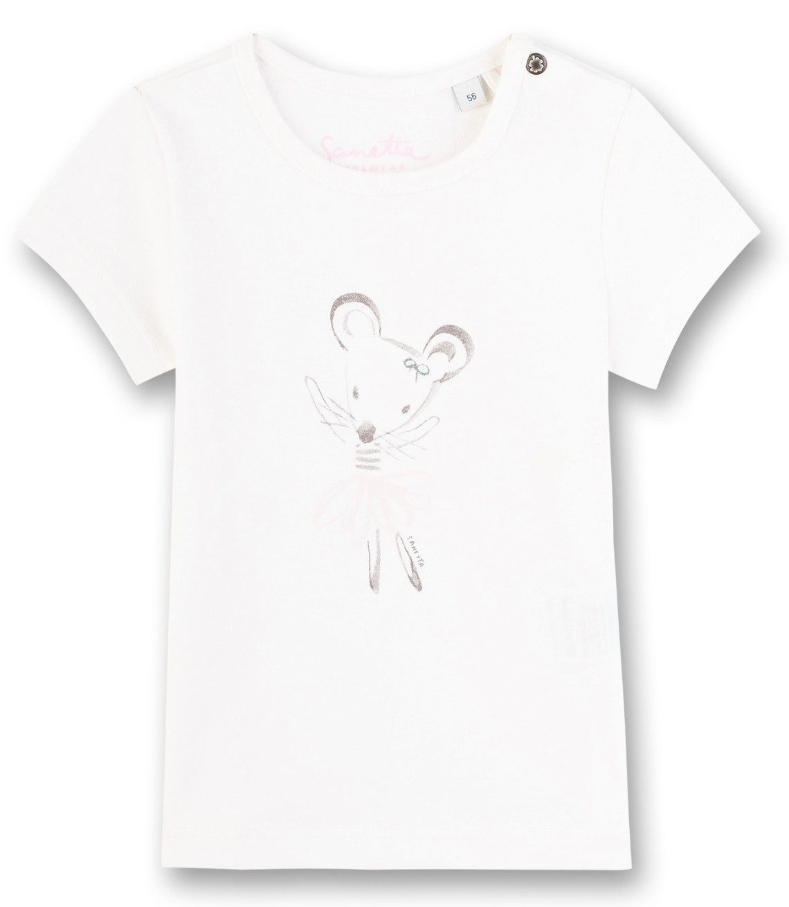 Sanetta T-Shirt Baby T-Shirt aus 100 % Baumwolle mit Mäusemotiv Weiß