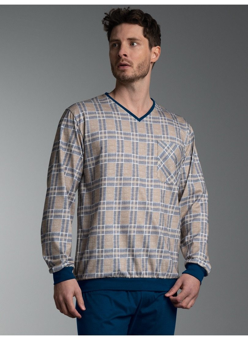 Trigema Schlafanzug TRIGEMA Pyjama Langarmshirt mit Karo-Muster (1 tlg)