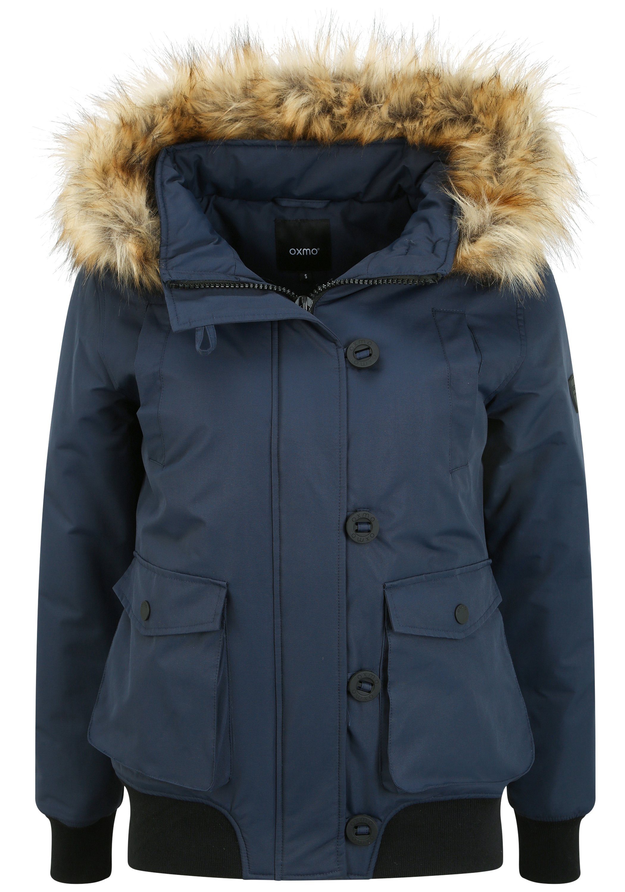 Kunstfellkragen Blue OXAcila und Insignia Wattierte Winterjacke Kapuze OXMO (194010) abnehmbarem Winterjacke mit