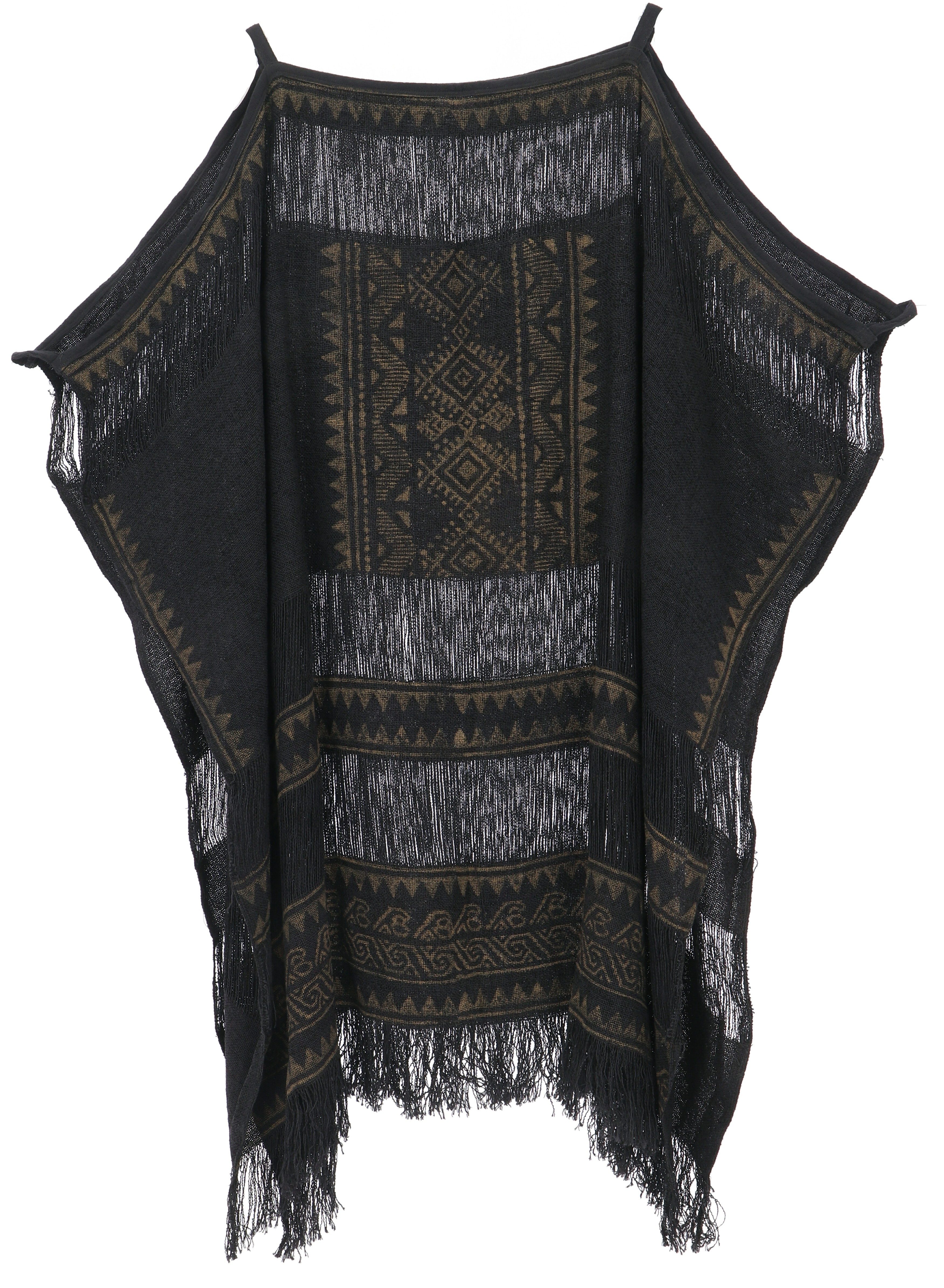 Guru-Shop Langjacke Boho Poncho, leichtes oversize Boho Cape -..