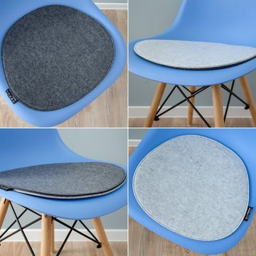 DuneDesign Stuhlkissen Filz Sitzkissen oval Stuhlkissen Sitzauflage, 8mm oval grau 40x37cm