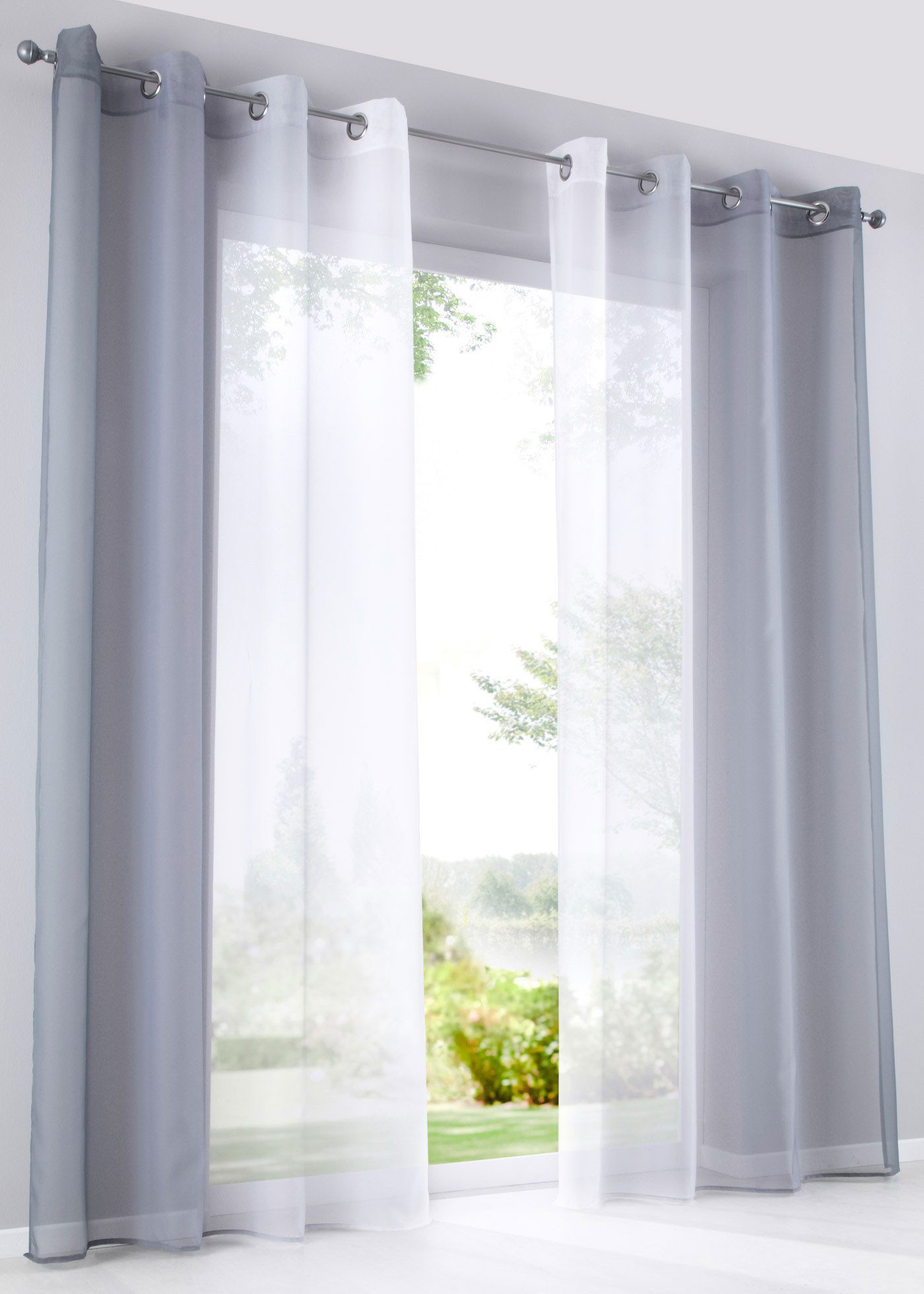Gardinenbox Gardine (2 St), Ösen, transparent, Voile, Farbverlauf Vertikal »Modena« Voile Raffhalter 10000183