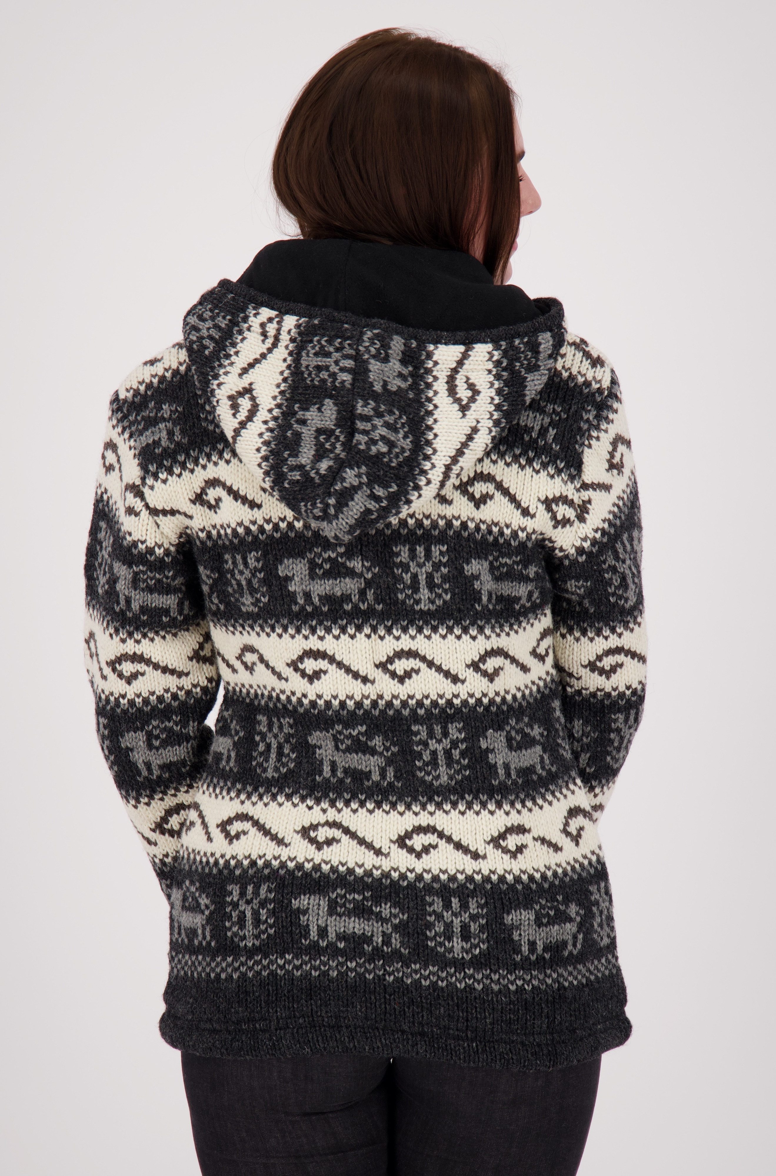 DEPROC Active Strickfleecejacke ANNAPURNA mit Kapuze und weichem Fleece gefüttert – Bild 3 von 5