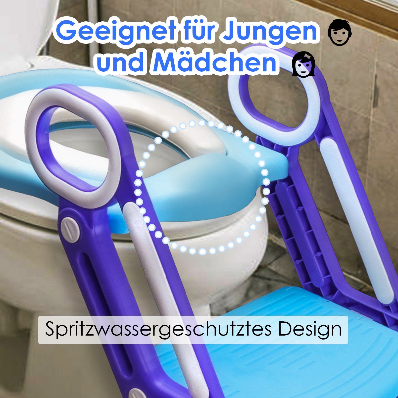 Lospitch Toilettentrainer Toilettentrainer WC Treppe Töpfchentrainer Sitz mit Kindertoilette