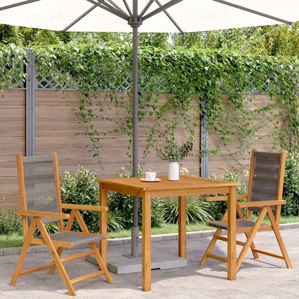 vidaXL Gartenstuhl Klappstühle, 2 Stück, grau, Massivholz und Polypropylen (2 St)