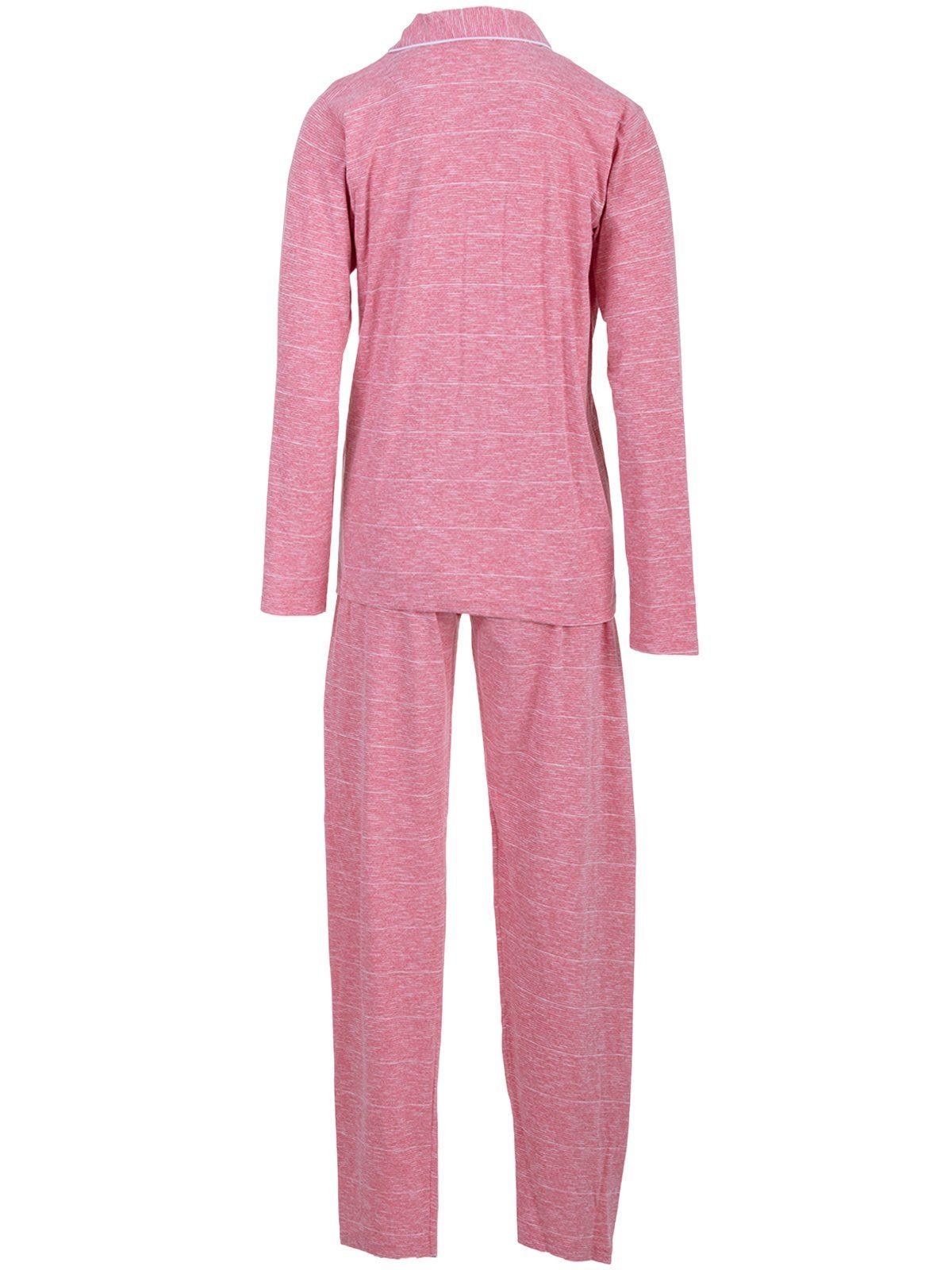 Pyjama zeitlos Schlafanzug Streifen Melange Set rosa - Langarm