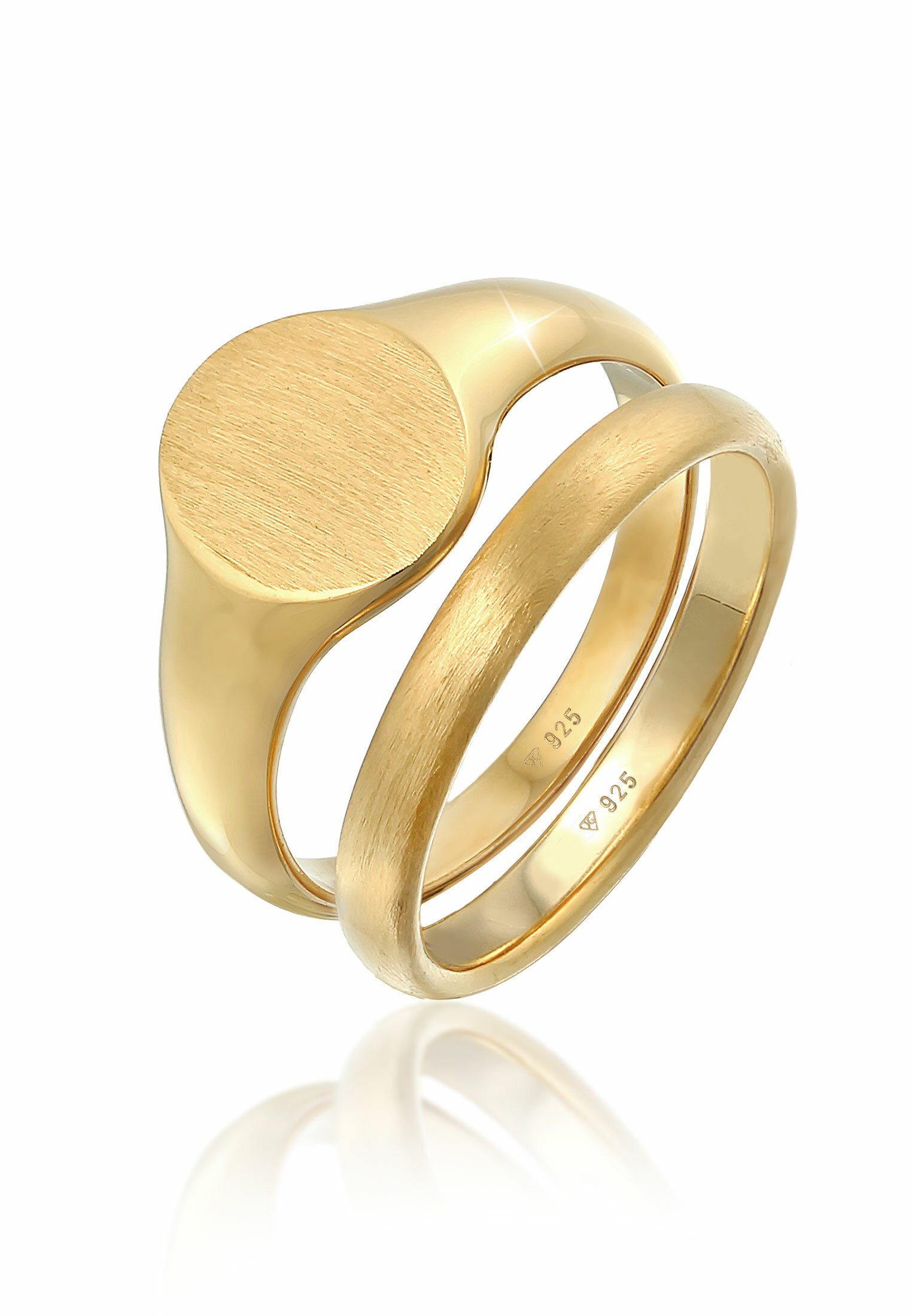 Siegelring Herren Siegelring Basic Bandring 2er Set 925 Silber