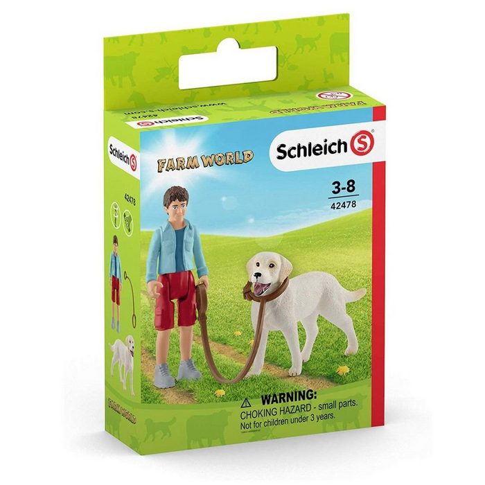 Schleich® Spielfigur Schleich 42478 - Farm World - Spaziergang mit Labrador Retriever