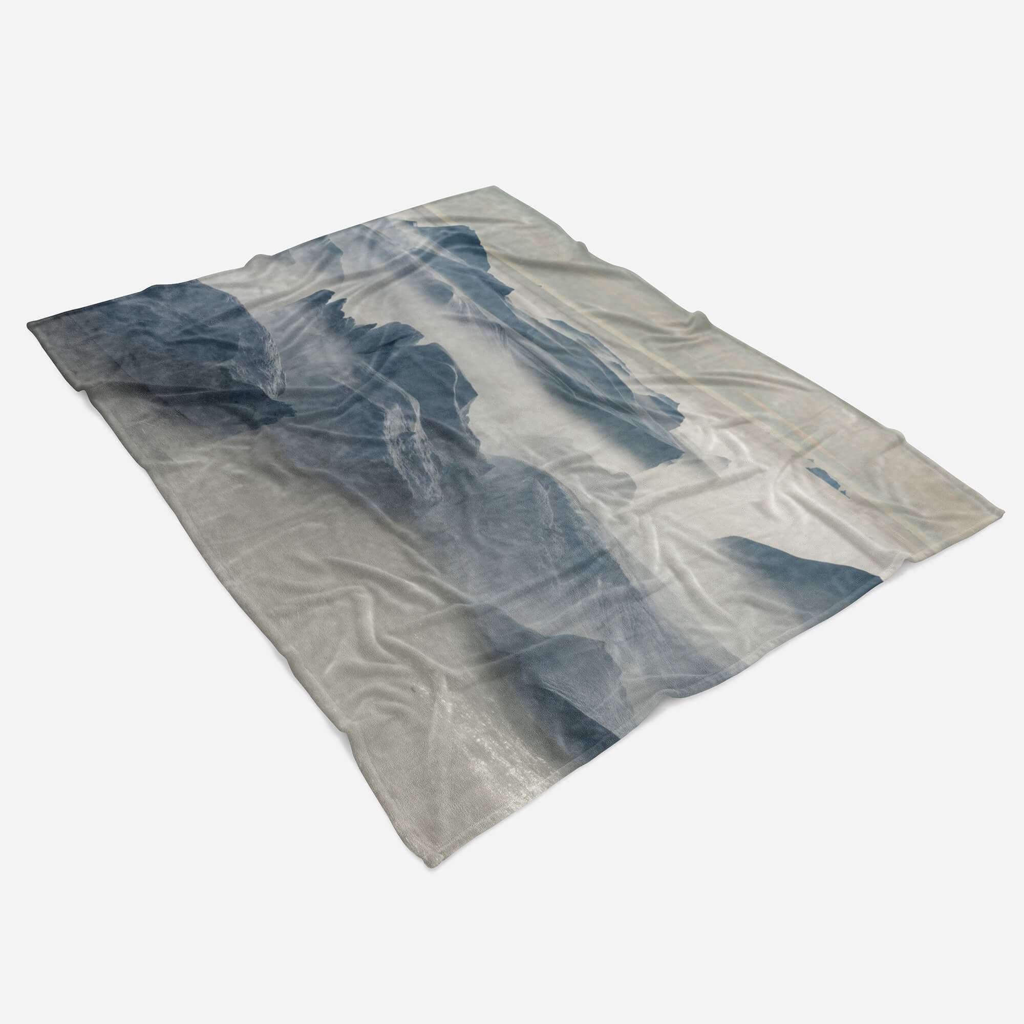 Sinus Art Handtücher Baumwolle-Polyester-Mix Handtuch Schnee (1-St), Eisberge Kuscheldecke Nebel, Fotomotiv Handtuch mit Saunatuch Strandhandtuch