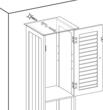 VASAGLE Badkommode Badezimmerschrank, mit Schublade, mit 2 Lamellentüren