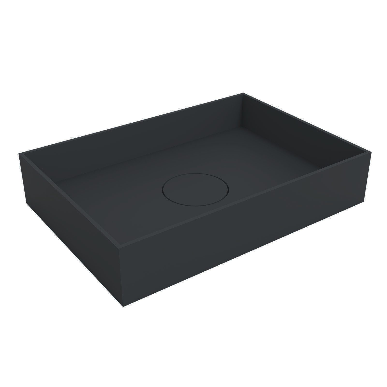 Bernstein Aufsatzwaschbecken TWA112 50cm Schwarz matt, Aufsatzwaschbecken 50cm schwarz Mineralguss eckig