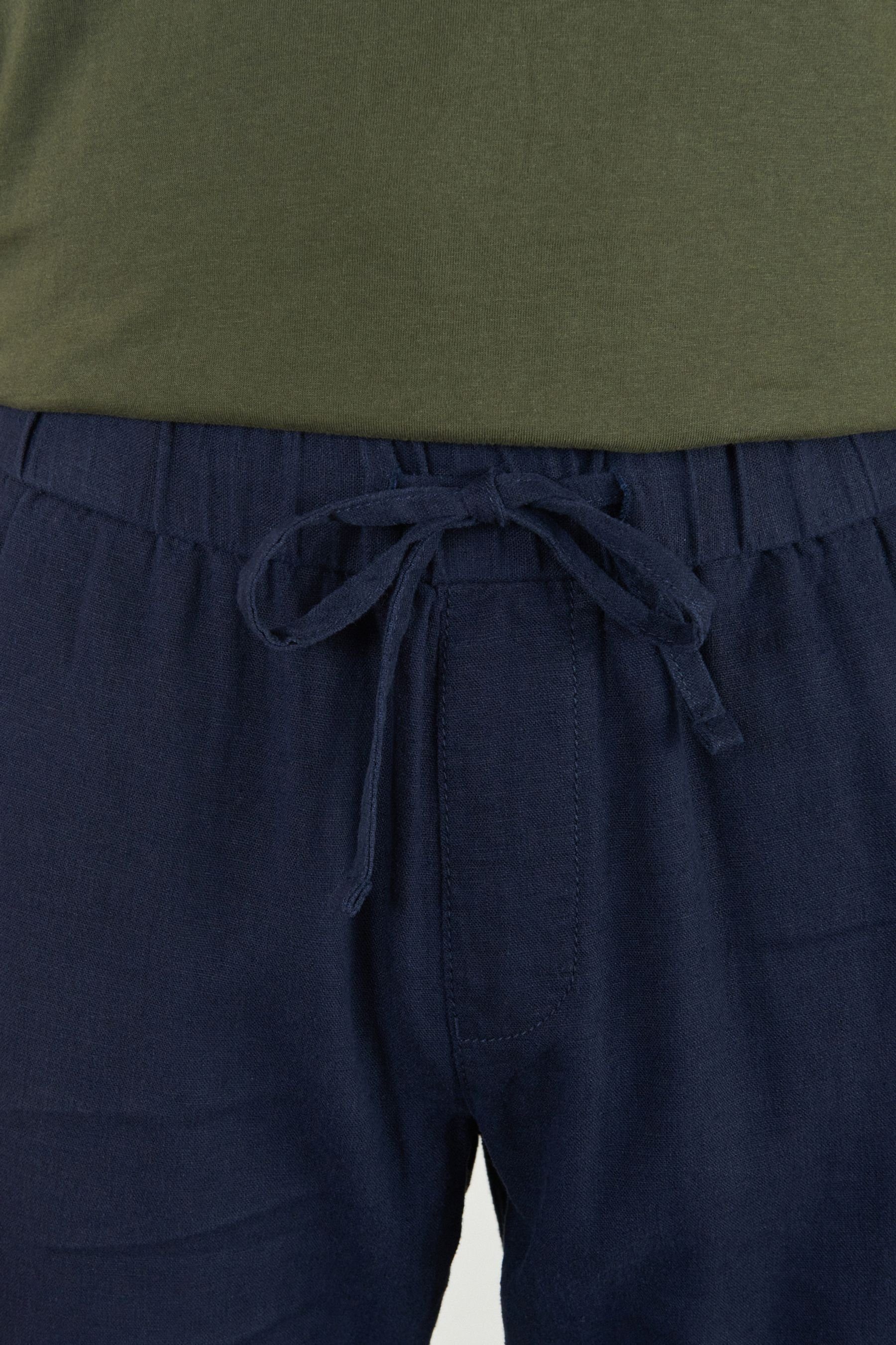 Blue Hose (1-tlg) Kordelzug aus Navy Stoffhose mit Leinenmischung Next