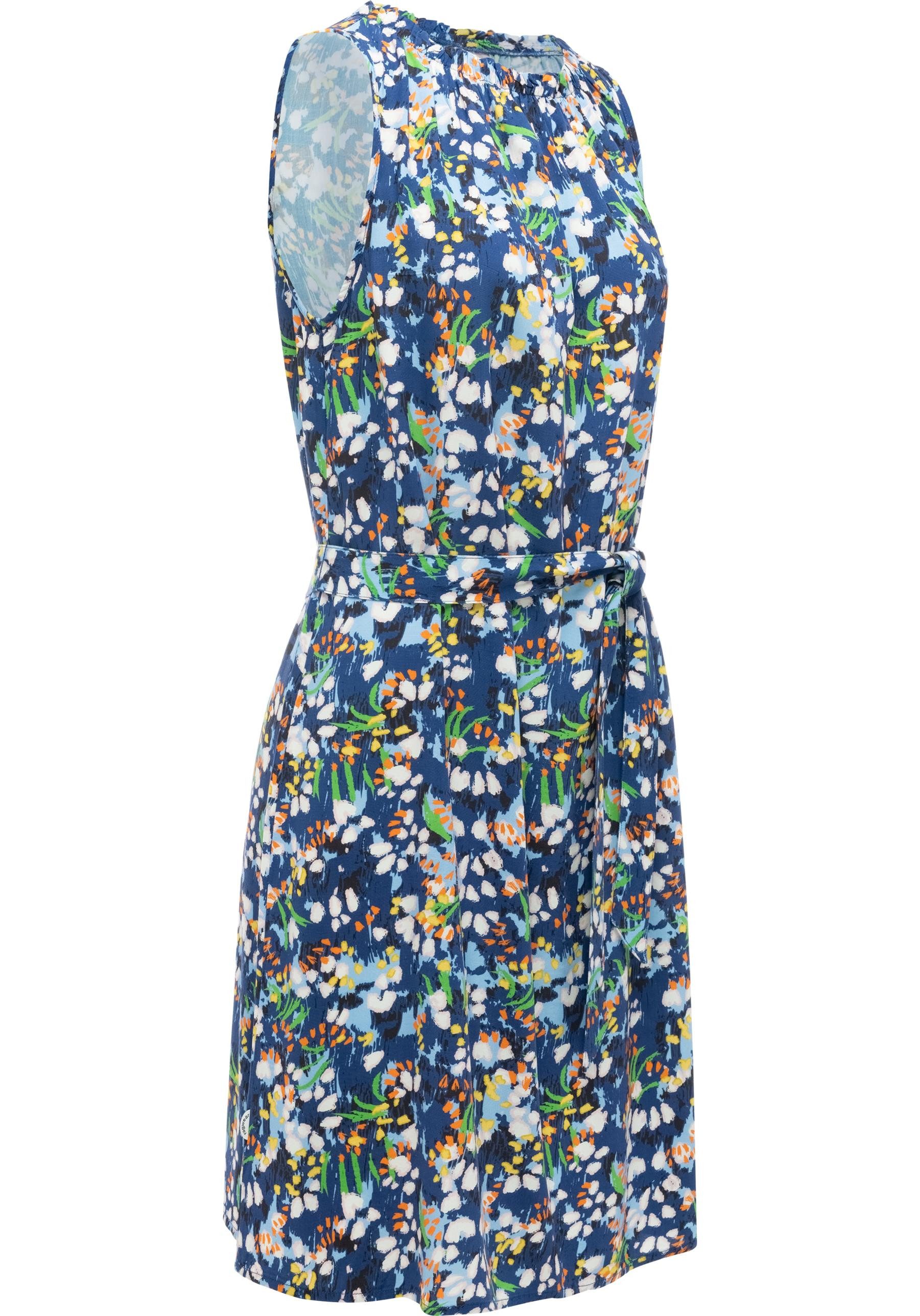 Ragwear Strandkleid Isalie Print Leichtes Sommerkleid mit Rüschenkragen