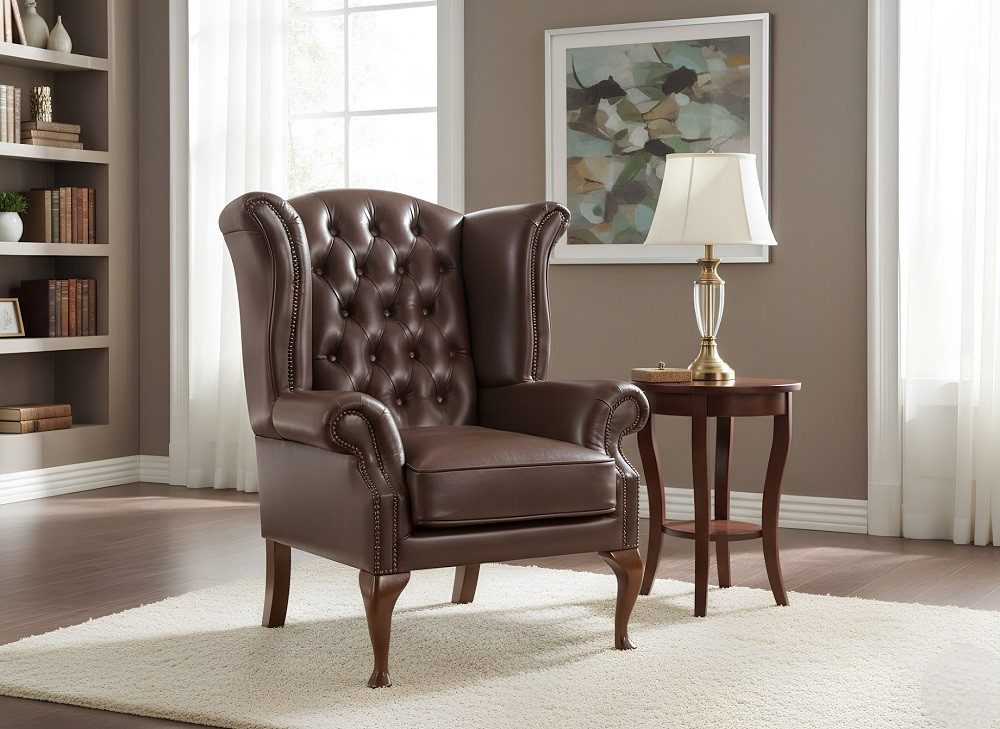JVmoebel Chesterfield-Sessel Ohrensessel aus 100% Leder in elegantem Design (Sessel), Made in Europa