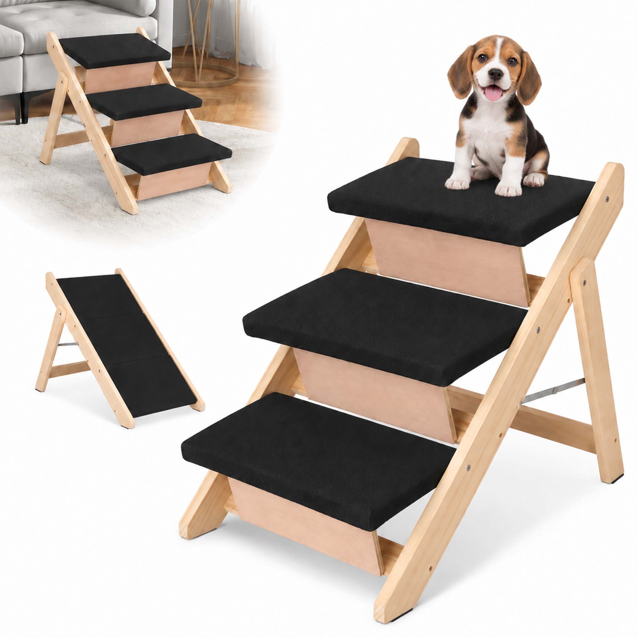 relaxdays Haustiertreppe 2in1 Hundetreppe & Rampe klappbar (1-St), 3 Stufen