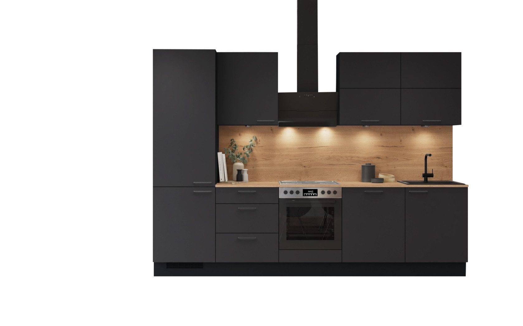 nobilia® Küchenzeile Frukt, individuell anpassbar, gratis Küchenplanung mit Profis, (Breite 300 cm), vormontiert, wahlw. mit E-Geräten, inkl. Lieferung