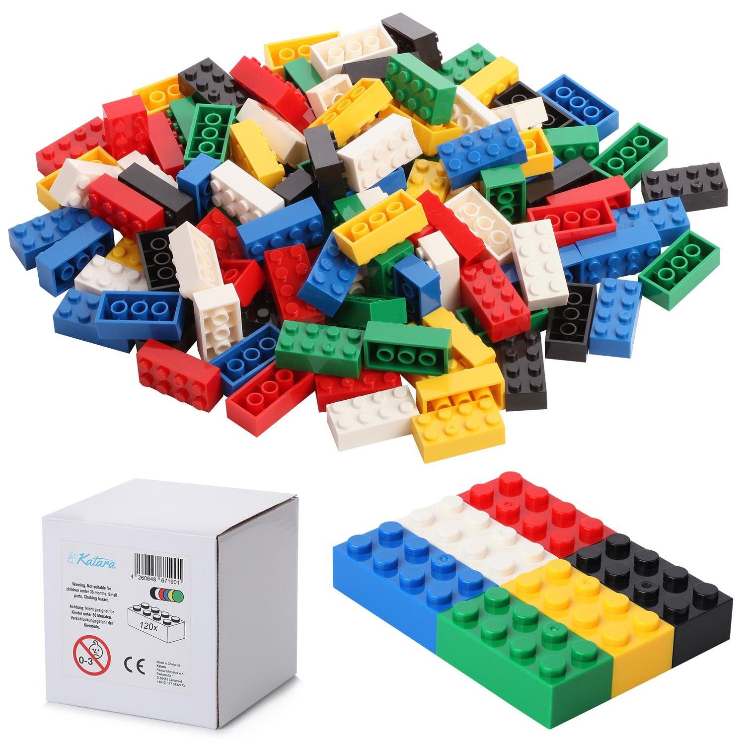 Katara 120 Steckbausteine 4x2 Noppen, Spielzeug Konstruktionsspielsteine, (Packung), 100% Kompatibel Sluban, Papimax, Q-Bricks, LEGO®