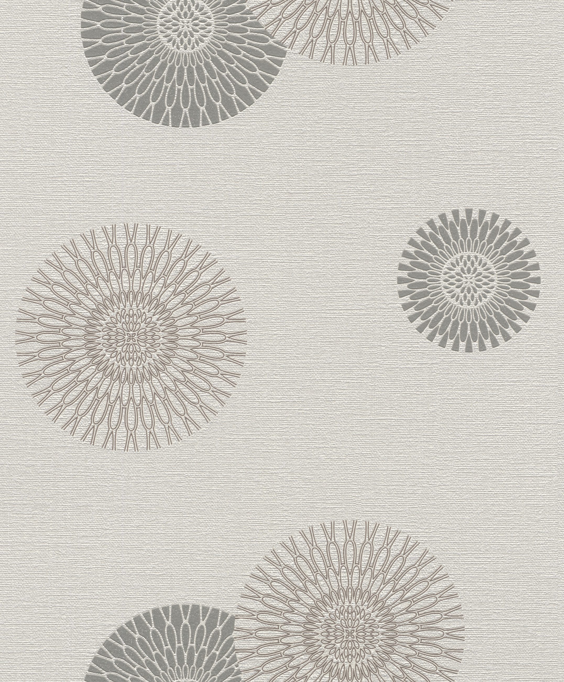 Rasch Vliestapete Grafisches Muster - Vliestapete Beige Grau Silber, Glanzeffekt, (1 Rolle, 1 St., 10,05 m x 0,53 m), gute Lichtbeständigkeit, feucht abwischbar, restlos abziehbar