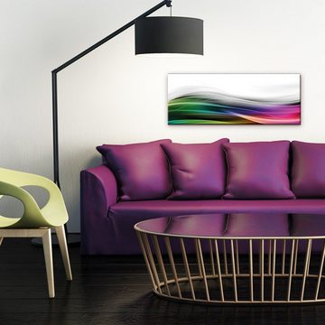 artissimo Glasbild Glasbild 80x30cm Biold aus Glas abstrakt bunt Welle farbenfroh, Modern-Art: bunte Welle