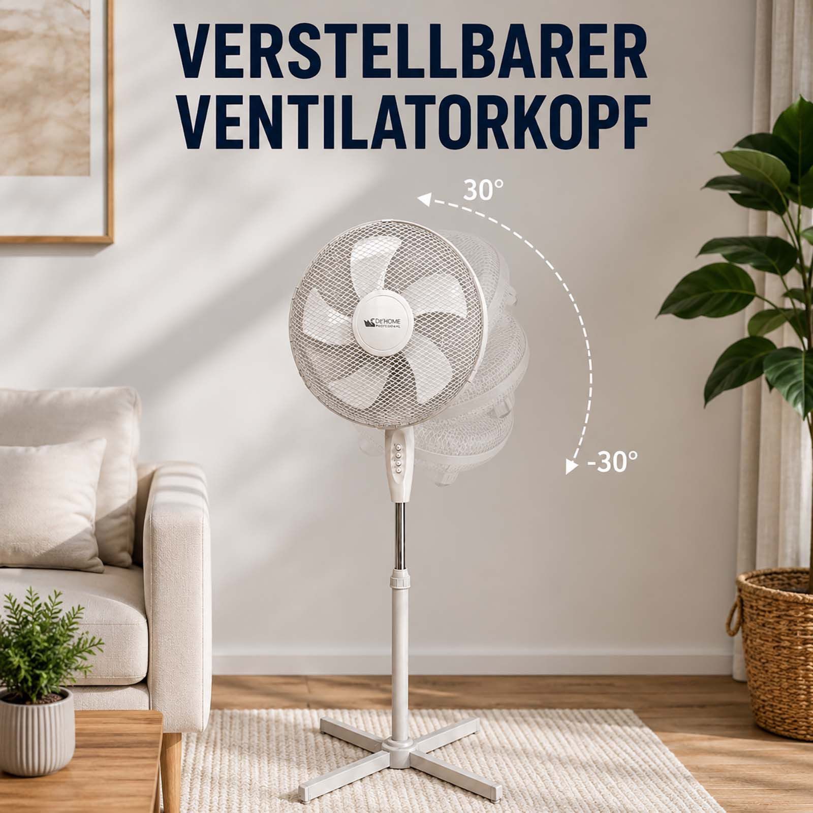 BURI Standventilator Standventilator Ventilator Windmaschine Luftkühler Oszillierend 45W
