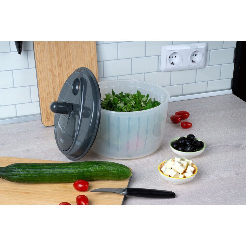 Lurch Salatschleuder Salatschleuder mit Kurbel 23 cm grau, Salatschleuder mit Kurbel, Kunststoff