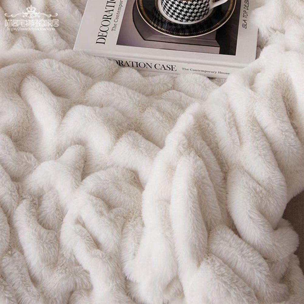 FELIXLEO Sofa Kunstpelz Blase Decke 100×150CM, Fleece Bett Wohndecke Casual Decke für