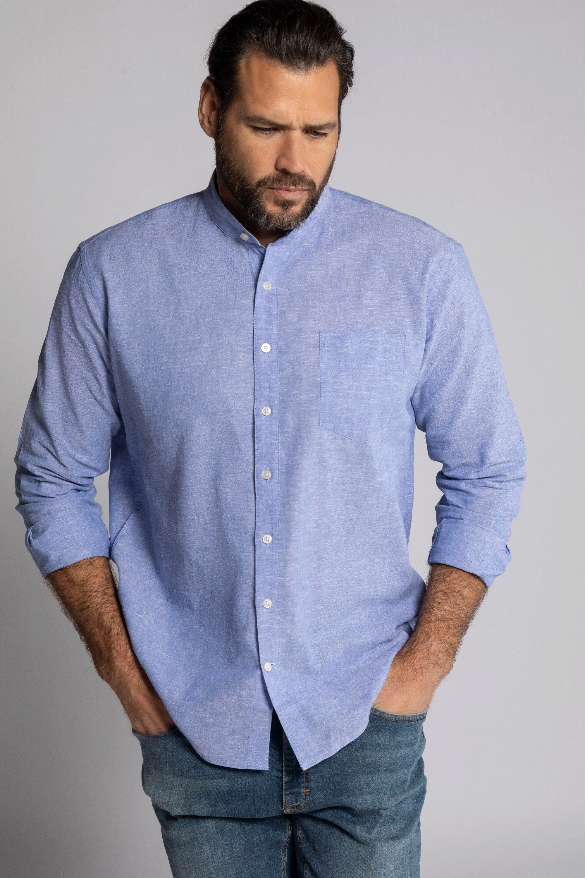 JP1880 Businesshemd JP1880 Hemd Langarm Leinenmix Stehkragen bis 8 XL günstig online kaufen