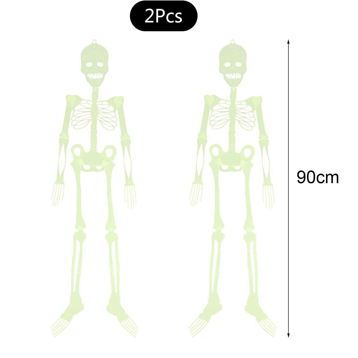 Dekoobjekt Schädel-Skelett, 2 GelldG Leuchtendes Stück Leuchtendes Skelett Halloween