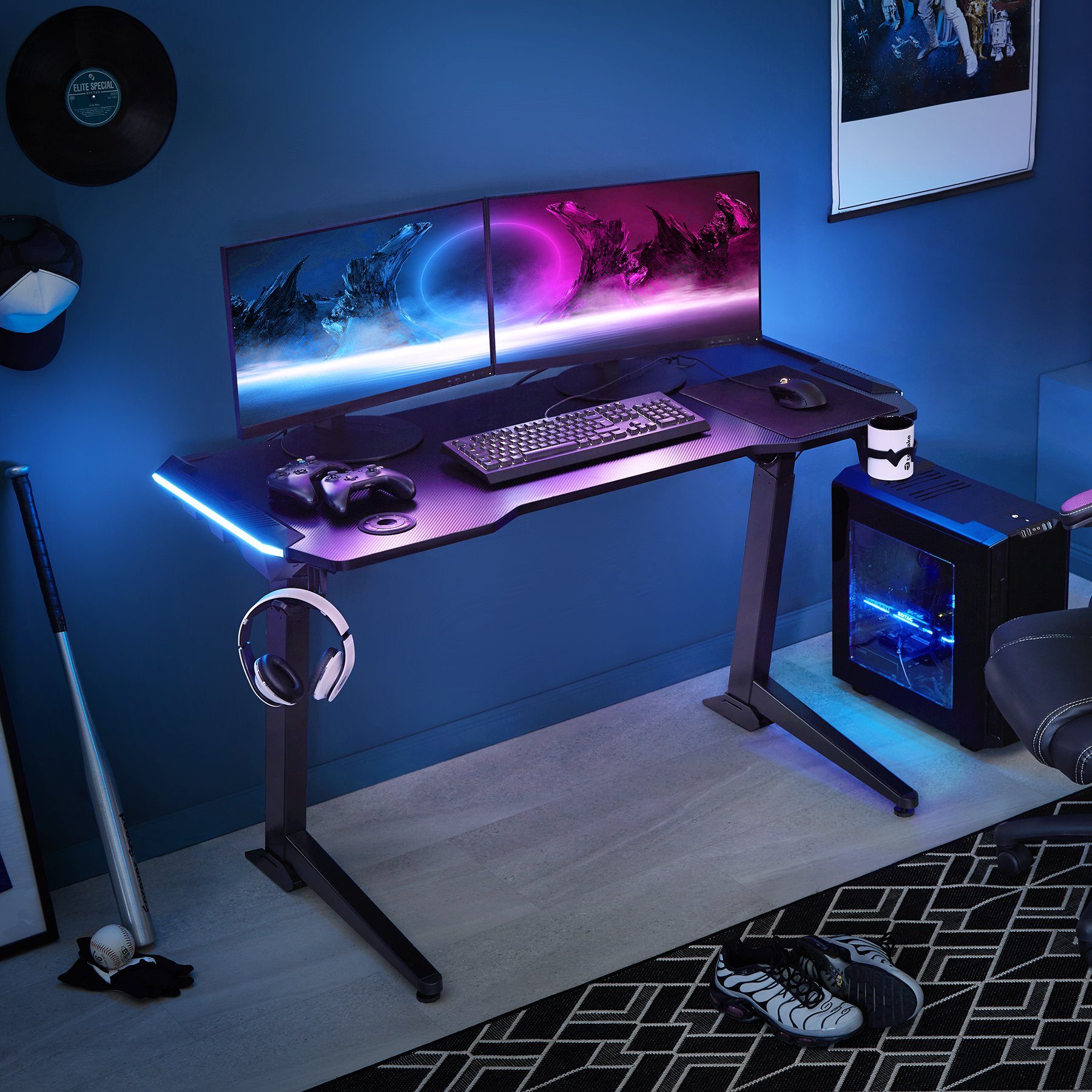 tectake Schreibtisch Computertisch Hemingway höhenverstellbar 130x 67,2x 72 günstig online kaufen