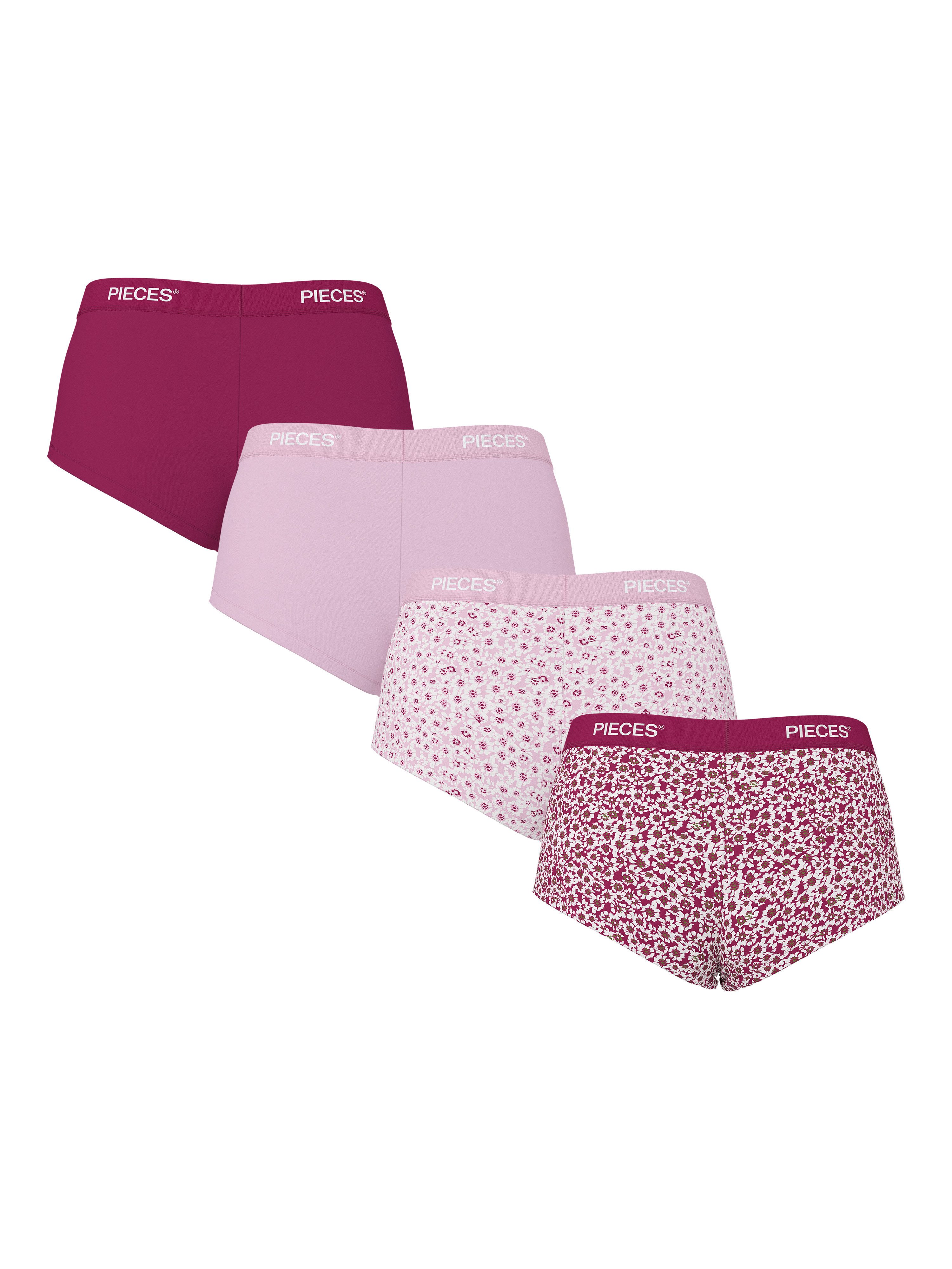 pieces Hipster PCLOGO LADY 4 PACK AOP/SOLID NOOS BC (Packung, 4-St) Baumwollmischung
