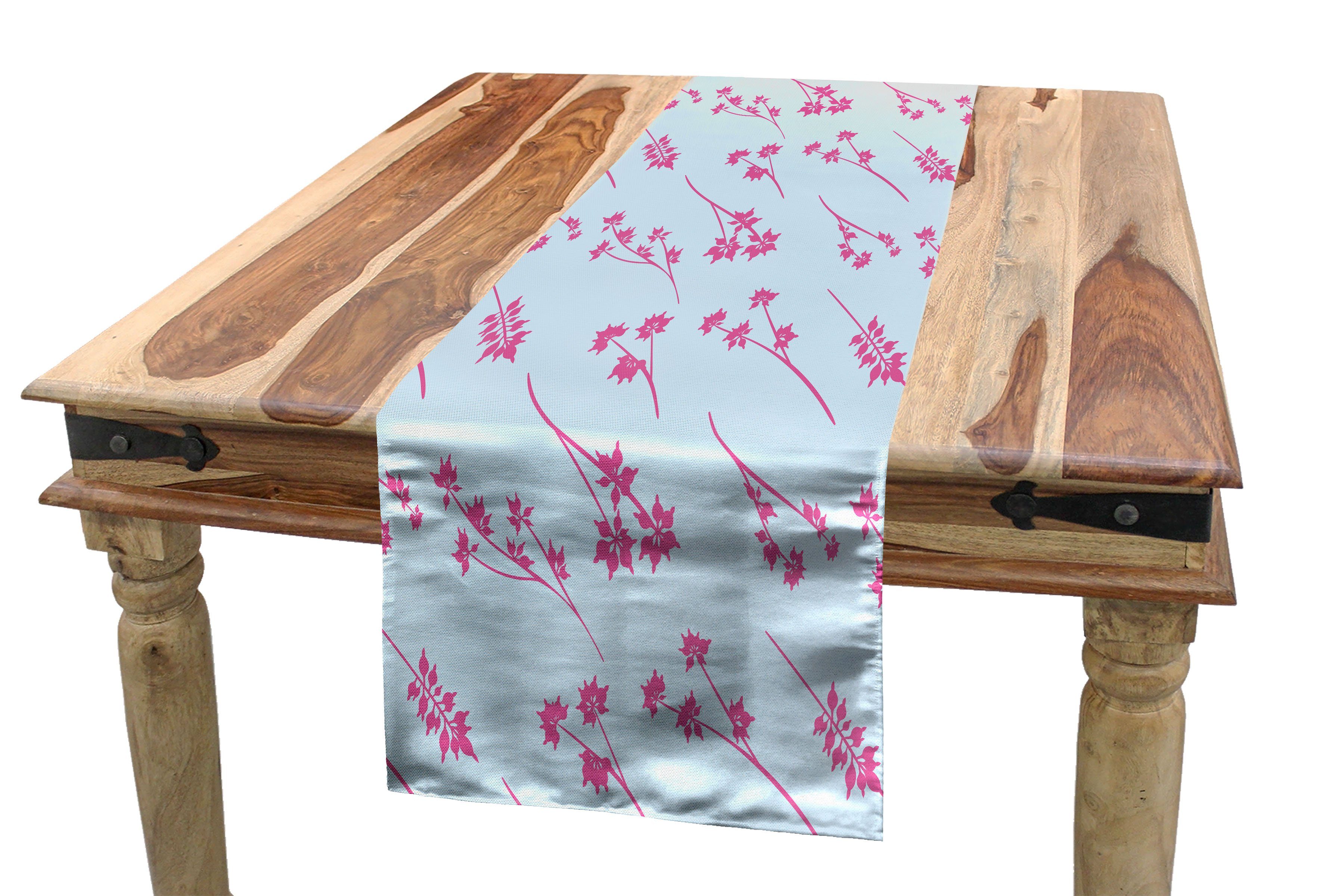 Dekorativer Abakuhaus Rechteckiger Pink Und Eucalyptus Tischläufer, Esszimmer Blau Küche Tischläufer Blooming