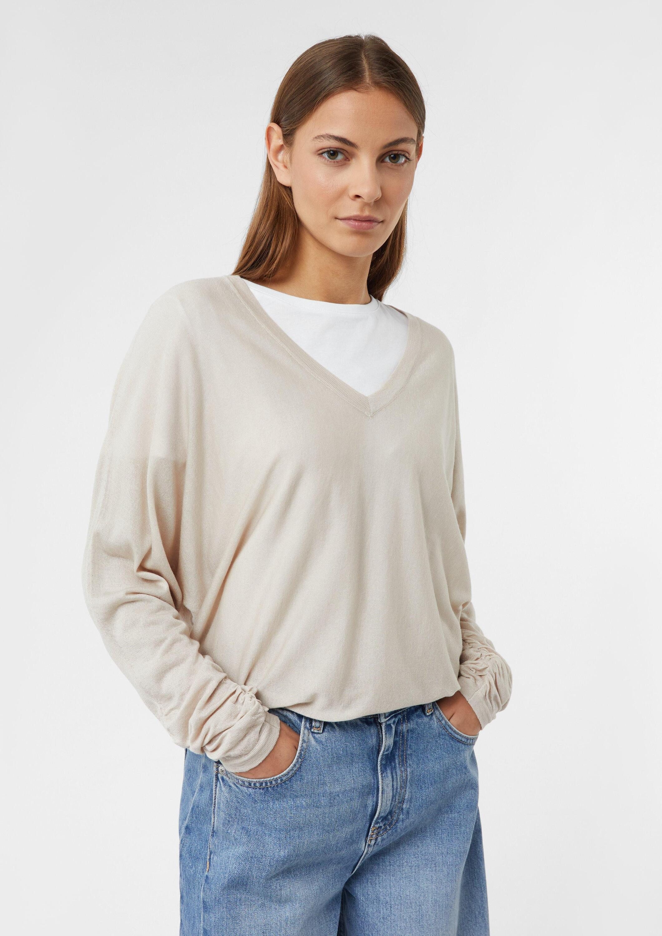 comma Длинные Вязаные свитера Feinstrickpullover mit Fledermausärmeln und Raffung