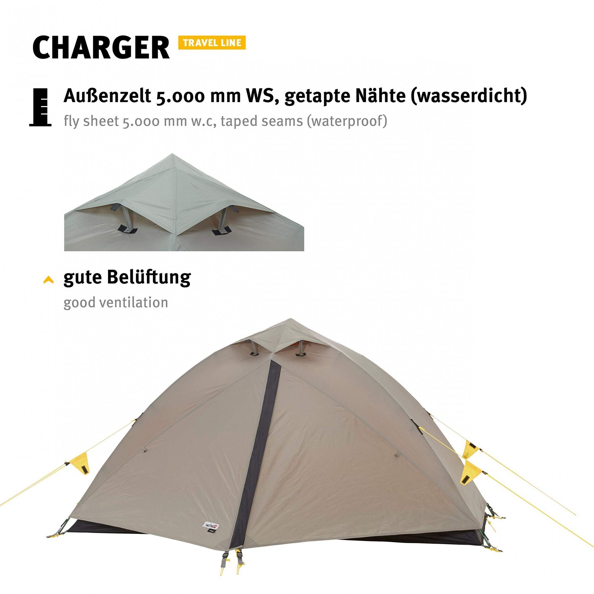 Tents Kuppelzelt 2 - Personen: Kuppelzelt Travel Charger Line Vielseitiges Zelt, Geodät 2-Personen Wechsel -