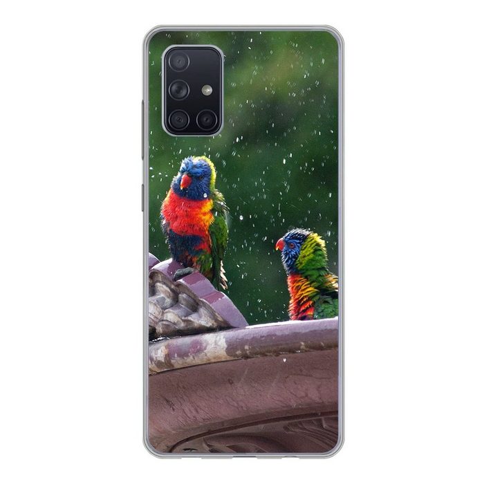 MuchoWow Handyhülle Springbrunnen - Vogel - Wasser Handyhülle Samsung Galaxy A51 Smartphone-Bumper Print Handy