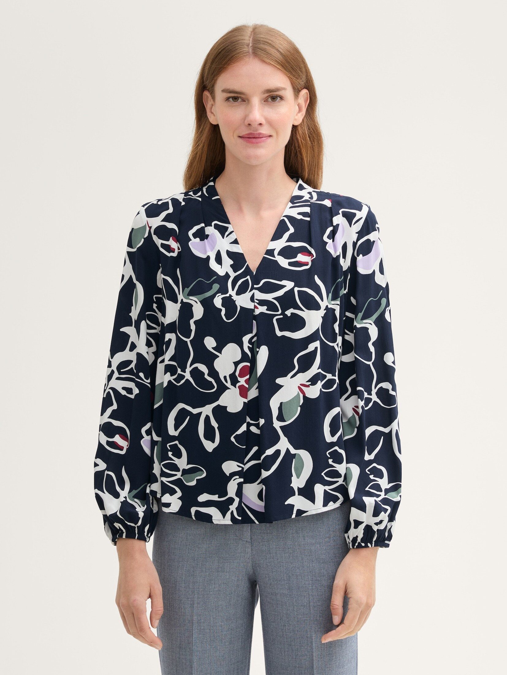 Langarmbluse Gemusterte Bluse mit LENZING™ ECOVERO™